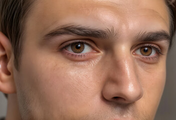 Man's Intense Blue Eye Close-Up