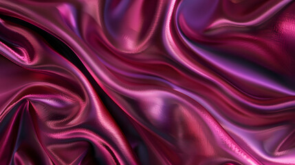 Obraz premium Elegant dark pink silk satin fabric with intricate folds and curves draped on a luxurious background