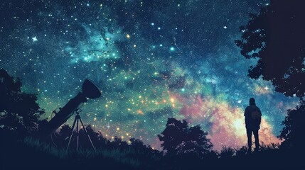 Fototapeta premium Captivating Cosmic Spectacle Stargazing Under the Expansive Summer Night Sky