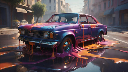 Paint spilling on classic car