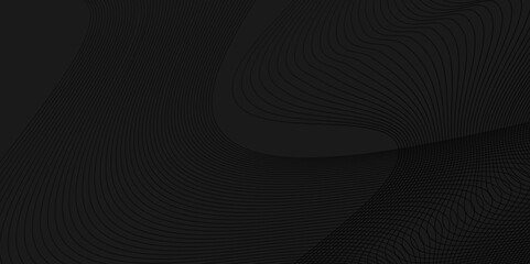 New technology background and business abstract background with black lines, Warped and curved lines wallpaper, The dynamic geometric waves pattern is a series of overlapping.