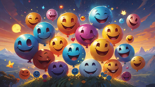 Various funny smileys background