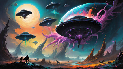 Fantastic landscape about alien invasion