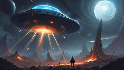 Fantastic landscape about alien invasion