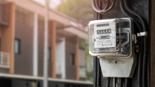 Electric meter for use home appliances, Modern technology  monitor the electrical, consumption of home electronic devices.