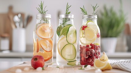 Healthy drinks in a stylish glass bottle 