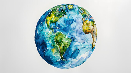 Poster, Earth Day. Globe. watercolor on white paper