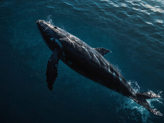 Obraz premium Aerial Majesty, Capturing the Magnificence of a Graceful Whale