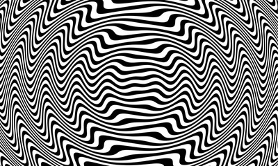 Optical illusion vector background. Simple black and white distorted lines. Opart illustration - 778009272