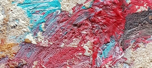 Oil on canvas. Close-up canvas cloth background.