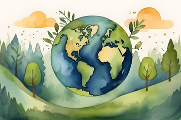Naklejka premium Save Green Earth, world earth day and International Plant Appreciation Day concept Background 