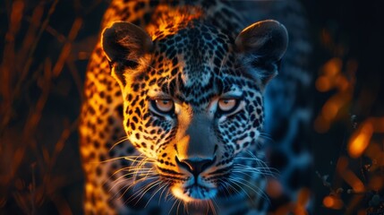 Close Up of Leopard on Dark Background