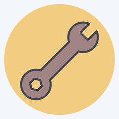 Icon Wrench. related to Skating symbol. color mate style. simple design illustration