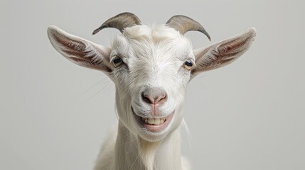 goat front, show teeth, white background