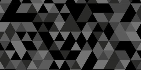 Seamless geometric pattern square shapes low polygon backdrop background. Abstract geometric wall tile and metal cube background triangle wallpaper. Black and gray polygonal background.