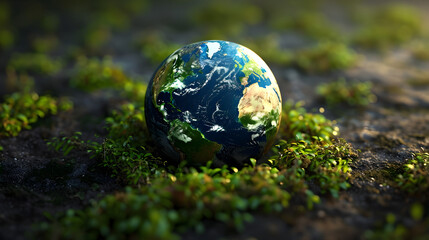 Obraz na płótnie Canvas A photo realistic illustration of the Earth Day symbol, perfect for environmental awareness events and promotions.