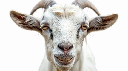 goat front, show teeth, white background