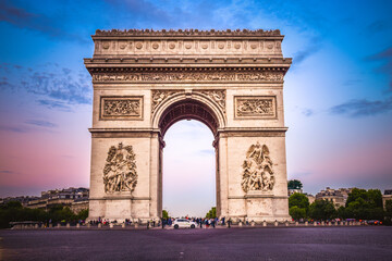 Fototapeta na wymiar Triumphal arch called Arc de Triomphe, historical landmark in Paris, France