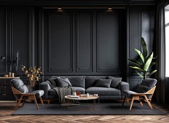 Comfortable lounge area with full black theme, inviting relaxation and style 🖤✨ A chic and cozy space to unwind! #BlackElegance