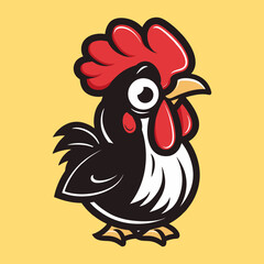 cute mascot chicken black