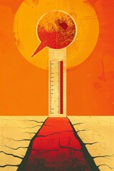 Conceptual Temperature Gauge in Dry Landscape Art