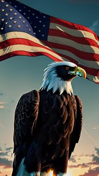   Bald eagle and usa flag