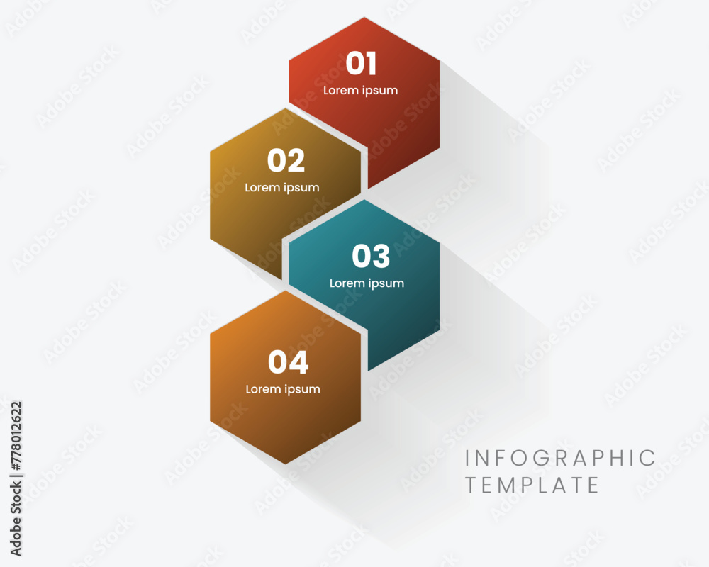Poster business hexagon template infographic vector element. timeline process with 4 step process and icons