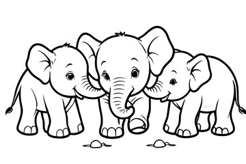 Obraz na płótnie Canvas Cartoon Elephant Outline Drawing for Coloring.