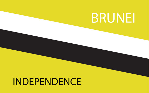 Brunei Independence: Image of burnei independence text with flag of burnei. politics, tradition and celebration concept digitally generated image.

