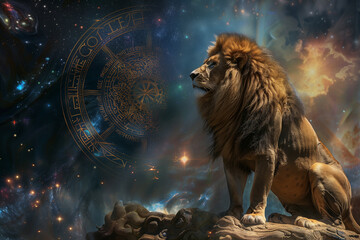 Zodiac sign Leo in the sky