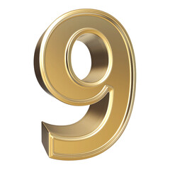 3d Gold Number 9