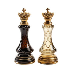 Luxury king piece in chess game on transparent background