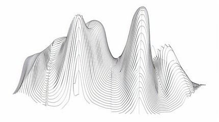 Single Line Drawing style, simple lines consisting of two curves above and below the white background bell curve line. - obrazy, fototapety, plakaty