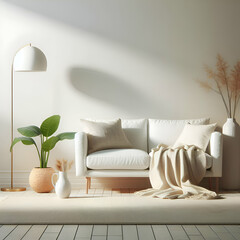 Minimalist Zenith: White Sofa Sanctuary