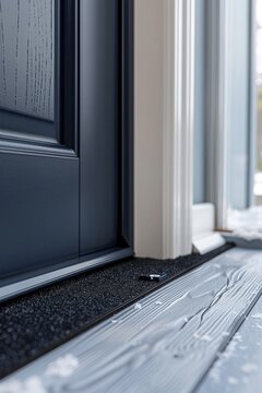 Depict a closeup of rubber weatherstripping sealing a door, enhancing insulation and energy efficiency , 3d illustrate