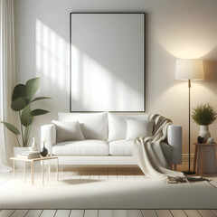 Sleek Retreat: Minimalist White Sofa Oasis