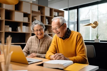  A man and woman looking at a laptop created with generative AI technology © ADDICTIVE STOCK CORE