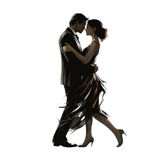 Couple dancing on transparent background