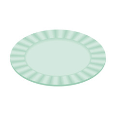イラスト素材：空っぽの皿。食器。
illustration:empty plate. Tableware.Isometric colorful illustration.