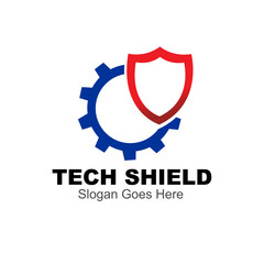 technology shield logo design template