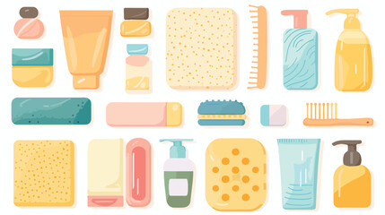Bathroom elements vector illustration. Bath sponge