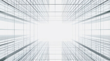 A minimalist background with light grey and white grid patterns, representing the modern architectural style of glass curtain walls. - obrazy, fototapety, plakaty