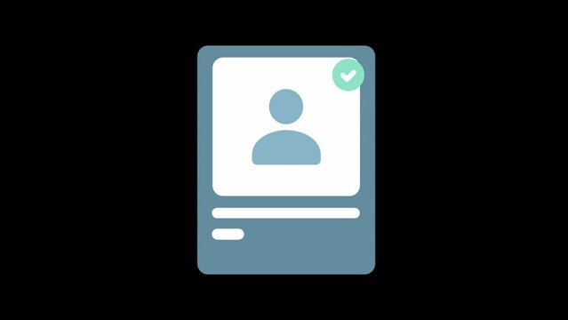 check user icon vector video animation accept person profile avatar with checkmark yes tick symbol, checked user profile account approved icon, looping
