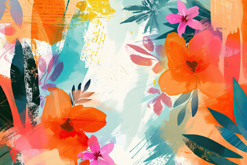 Impressionist Floral Motif Abstract with Soft Brushstrokes and Complementary Textures