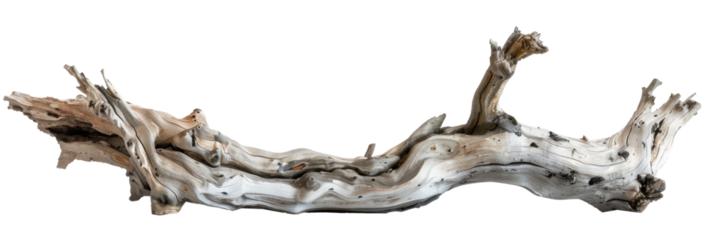 A piece of driftwood from the sea, isolated on a white background or transparent