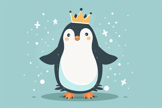 a penguin with a crown