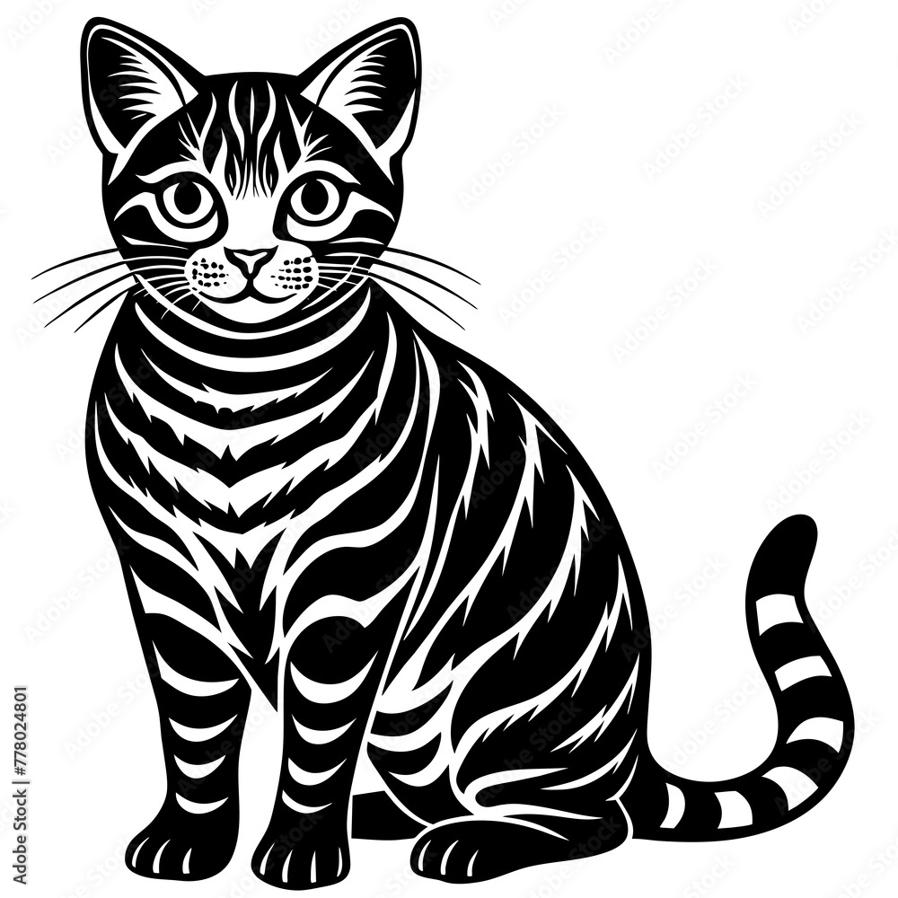 Sticker illustration of a cat