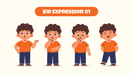 Boy Kid in Various Expressions and Gesture