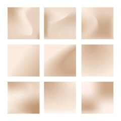 Nude Gradient. Beige textured Backgrounds with waves. Set of square posts for social media. Aesthetic Vector illustration.