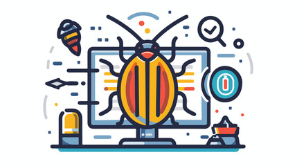 Bug detection icon outline vector. Online security. M